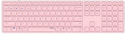 Rapoo E9800M kabellose Tastatur Wireless Keyboard wiederaufladbarer Akku flaches Aluminium Design DE-Layout QWERTZ PC & Mac - pink