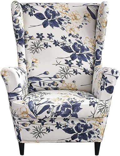Ohrensessel Bezug 2-Teilig Sesselbezug Sesselüberwürfe Ohrensessel Überzug Elegant Blumen Stretch Sesselhusse Mit Armlehne Für Ohrensessel,Sessel-Überwürfe Relaxsessel, Fernsehsessel ( Color : 27# )