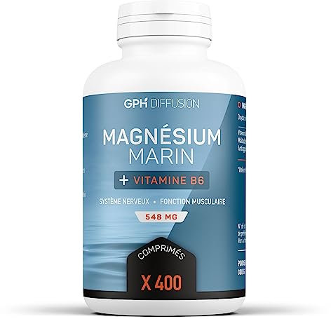 Magnésium Marin + Vitamine B6-400 comprimés de 548 mg - Système nerveux et Fonction musculaire