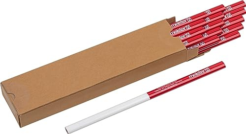 Meister Zimmermannsbleistift-Set 15-teilig - 240 mm Länge - Ovale Form - Mittlere Härte - Ideal zum Anzeichnen & Markieren - rot & weiß / Markierungswerkzeug / Baubleistift / 9446700 | 240 mm Länge – Ovale Form – Mittlere Härte – zum Anzeichnen und Markieren – Markierungswerkzeug – Baubleistift