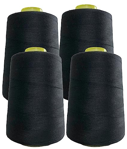 4 Rollen Nähgarn, hochfestes Nähzubehör, 40s/2, jede Spule hat 4 500 Meter Garn, für den professionellen Gebrauch oder zu Hause, Basteln, Kleidung, (4 Rollen schwarz 332)