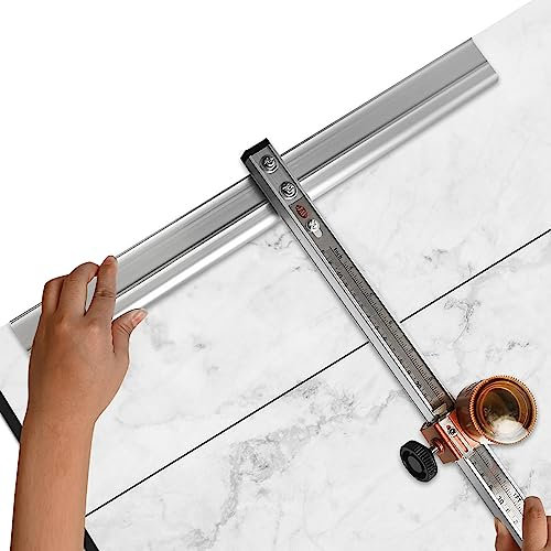 Herramienta de corte de vidrio en forma de T, cortadores de azulejos, control automático de aceite, polea de nailon, barra de hoja de aleación de aluminio grueso de 47,24 pulgadas, escala de acero d