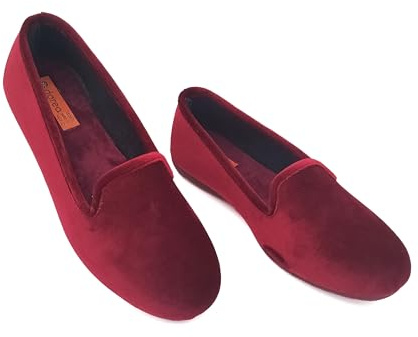 Maravillosas zapatillas de invierno para mujer, bailarinas cerradas de casa de invierno de terciopelo afelpado, zapatillas elegantes y súper cómodas, burdeos, 38 EU