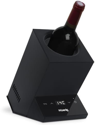 H.Koenig raffreddatore di vino LVX26, refrigeratore, vino bianco e rosso, rosé, champagne, diametro fino a 9 cm, temperatura regolabile da 5°C a 18°C, controllo digitale, sistema termoelettrico, 72 W