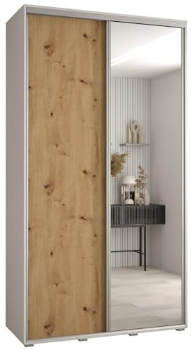 Kleiderschrank mit Spiegel Davos 3 Garderobenschrank - Schrank Schlafzimmer - Mehrzweckschrank 2 Schiebetüren - Regalen - Flur Möbel - Kleiderstange Schrank - Allzweckschrank - closet - Gaderobe