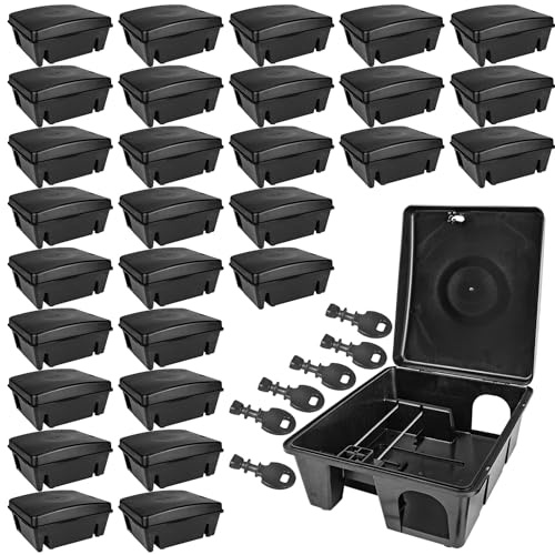 30x Köderstation Ratten Mäuse Köderbox Garten Mausfalle Rattenköderbox Box Rattenfalle Rattenköderstation Kinder- Haustiersicher Mäusebox Koederbox Gift Petigi