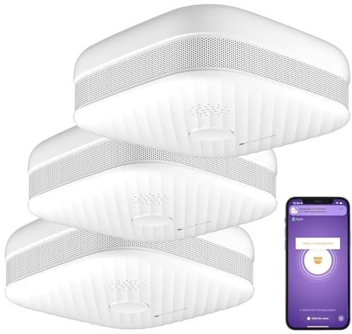VisorTech Smart Rauchmelder: 3er-Set WLAN-Rauch- & Hitzemelder mit weltweiter App-Benachrichtigung (Rauchmelder auf Handy, Funk mit App, Alarmanlage)