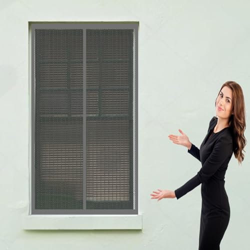 Insektenschutztür Fliegenschutz 128 x 116 cm Fliegengitter für Fenster Einfache Installation Auto Schließen Fenster-Fliegengitter für Alle Fenster Bis, Grau
