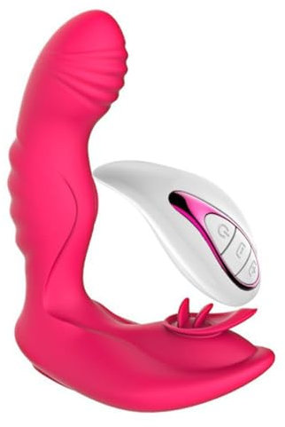 PQKuss Tragbar Butterfly Vibrator Dildo Vibratoren Mit 12 Vibrationmodi Stoßfunktion Sexspielzeug Für Frauen und Paare mit Fernbedienung Leise und Stark Klitoris Doppelmotor Erotik(Rot)