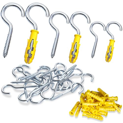 SHSMPXOY 60 Sets Schraubhaken Edelstahl 40/50/65 mm Haken zum Schrauben Deckenhaken Schwer Hakenschraube Groß Geeignet für Hängematten,Markisen,Hängesessel,Schaukelstühle,Festkabel,Blumenampel
