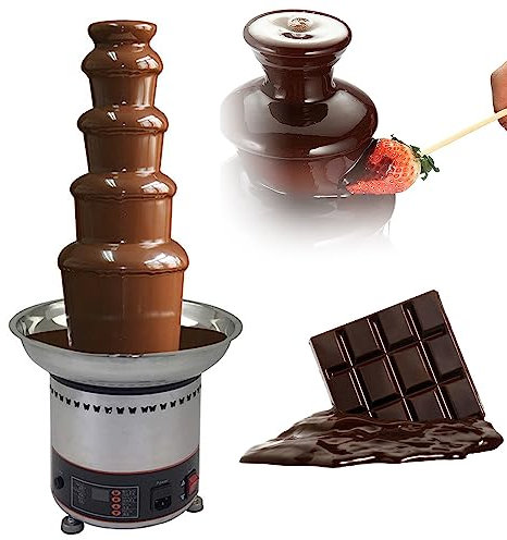 LZDOYY Fuente de Fondue de Chocolate eléctrica, Calentador de máquina de inmersión Caliente de Chocolate, Torre de Fuente de Chocolate de fusión de 4/5/6/7 Niveles para Fiesta, Boda,5floors