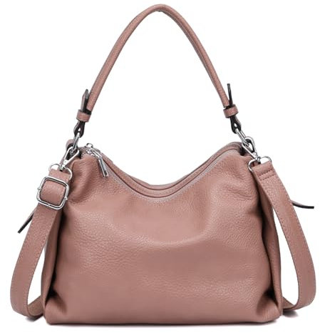 OBC Damen Tasche Shopper Handtasche Hobo Bag Schultertasche Cross Over Umhängetasche Beuteltasche Henkeltasche Leder Optik Antikrosa
