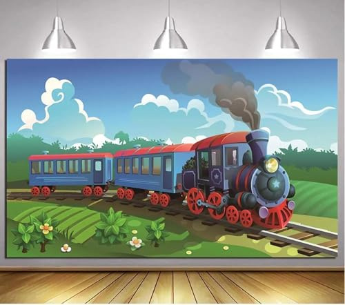 Stream Train Party Theme Photography Backdrop For Kids Children Train Birthday Party Photo Background Family