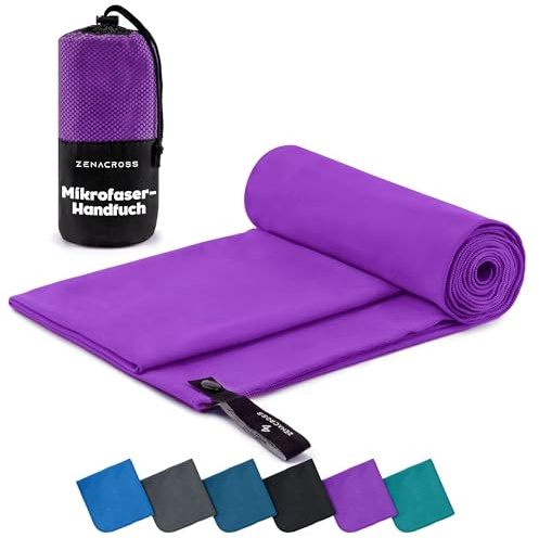 ZENACROSS - Asciugamano Mare Microfibra - 90x180 cm - XL | Telo Microfibra Mare · Rapida Asciugatura · Spiaggia · Piscina · Viaggio · Camping · Borsa Trasporto · Assorbente · Viola
