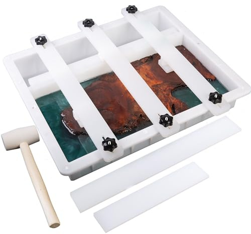 Kalinta Epoxidharz-Form mit verstellbarem Trennsystem, 50x40x8 cm Auslaufsichere Großform mit Klemmvorrichtung, Ideal für Anfänger & Profis (Kunstharz-Projekte, Tischplatten, Schneidebretter)​