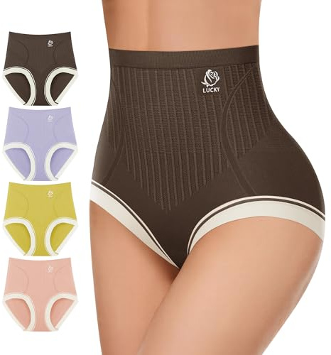 MIOTAN Lot de 4 Culotte pour Femmes Gainante Taille Haute Contrôle du Ventre Slip Extensible et Doux Couverture complète