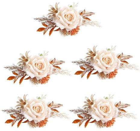 YCHUCH Künstliche Seidenblume mit Anstecknadel, realistisches Blumen-Dekorationsset für elegante Hochzeits-Corsage und Handgelenk-Blume