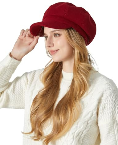 FEOYA Damen Klassisch Ballonmütze Schirmmütze Vintage Herbst Winter Barett Kappe Maler Mütz
