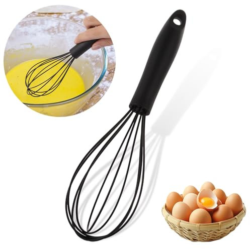 ASelected Silikon Schneebesen Quirl 26 CM, Schwarz, Spülmaschinenfest, Rutschfest, Mischen, Schlagen, Aufschäumen, Rühren