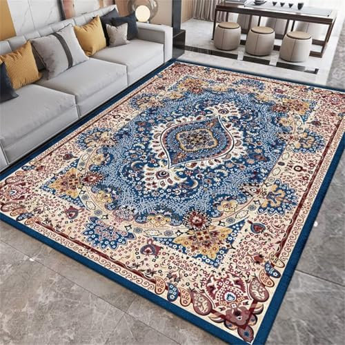 RUGMRZ Schlafzimmer Teppich Im Klassenzimmer Rechteckiger Blauer Wohnzimmer Bedruckter rutschfest Rugs Washable 120X160Cm 3Ft 11.2''X5Ft 3''