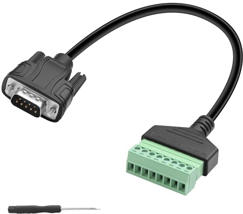 JSADZKJ RS232 DB9 to 8-Pin Terminal Extension Cable,DB9 Male to 8-Pin Solderless Terminal Screw Cable Db9 to Pluggable 8-Pin Solderless Terminal Monitor Cable-30cm