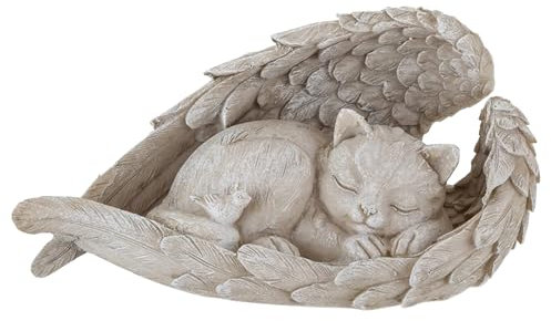 GmwyCzV Estatua de Gato ángel, Decoración Al Aire Libre, Piedra Conmemorativa para Mascotas, Estatua Conmemorativa para Mascotas de Resina, para el Césped del Patio Cementerio Decoración