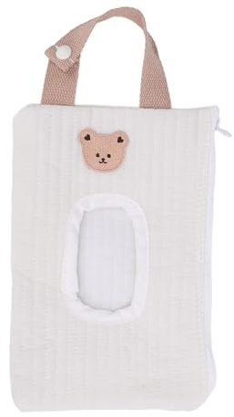 Praktische Taschentuch-Aufbewahrungstasche Tüchertasche tragbar wiederverwendbar aus Baumwollstoff mit niedlichem Cartoon-Design für unterwegs und im Freien, 15x23cm