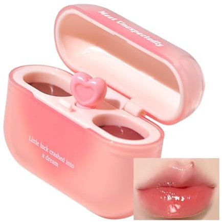 Girls Lip Gloss - Hidratating Lip Gloss, Double Matte Lip Clay | Durante para el cuidado de los labios, la caja de los auriculares formó tinte de brillo de labios, bálsamo de lápiz labial con aplicado