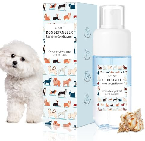 GJYC PET hund reder spray, leave in balsam & pälsvård spray för hundar, havsbrisdoft – professionell vårdformel med jojobaolja för enkel, trasselfri pälsvård, 100 ml