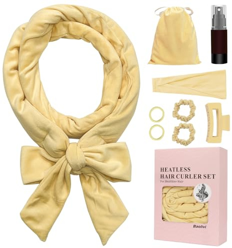 Baolivi Heatless Curlers Headband Hair Curlers No Heat, Heatless Curls Hair Curler Rollers for Women, 70 Soft Overnight Curls Headband for Sleeping, 9 Pcs Heatless Curling Gift Set