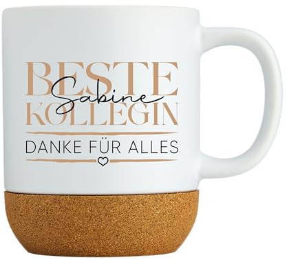 LIEBTASTISCH - Tasse mit Deckel Personalisiert mit Wunschnamen - zum Abschied - Abschiedsgeschenk - Geschenk für Kollege, Kollegin, Arbeitskollegen - Arbeit - Büro