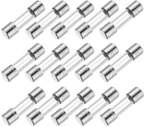 sourcing map Fusibile ritardato in vetro, 1,5 A, 250 V, 5 x 20 mm, omologato UL, fusibile lento per elettrodomestici (confezione da 15)