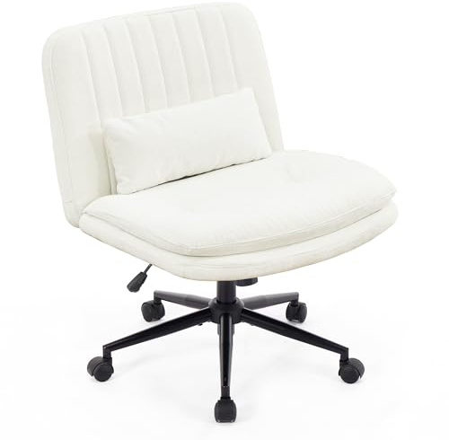 SAMERY BüRostuhl Schreibtischstuhl Drehstuhl mit Kunststoff-Leichtlaufrollen, Schminktisch Stuhl Lesesessel mit Breitem Sitzkissen, Stufenlos HöHenverstellbar, Wippfunktion, Lift SGS-geprüft (Weiß)