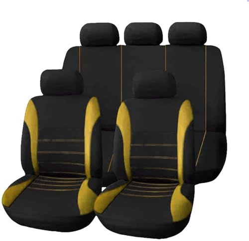 LEMAS Voiture Ensembles Housses Siège pour Mazda 2 Mazda2 Type DE/DJ / XP21 / DY 2016-2022 2023 2024 2025, 5 Sièges Respirant Surround Complet Housses de Sièges Interieur Accessoire,F-Yellow