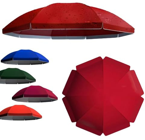 Round Market Umbrella Canopy 8 Ribs 7ft 8ft 9ft 10ft Jardín Parasol Replacement Cloth, Patio Yard Umbrella Top Replacement Fabric Waterproof Anti-UV(Red, 320cm(10.5ft))