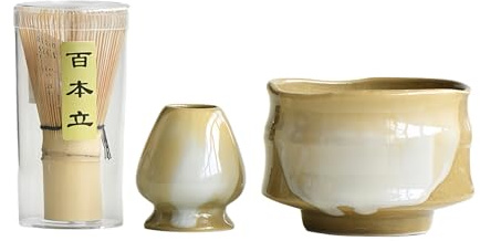 Service à thé matcha japonais – Bol à matcha style dynastie Song avec porte-fouet en bambou, kit traditionnel de cérémonie du thé (vert moka)