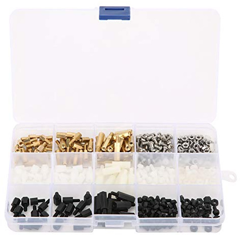 Yuecoom 360Pcs Single Head Hex Standoff M3 White Black Nylon 1-Way Screw Nut for Electronic Component Single-Pass Stud