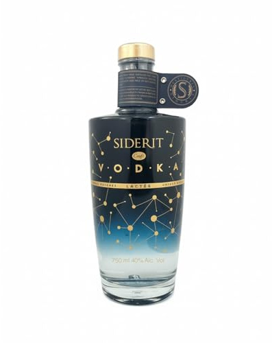 SIDERIT Vodka Lactée premium 40% Vol, 750ml, elaborado con azúcares de leche, 5 destilaciones y cuádruple filtración. Suave, sedoso y único. 2 meses de maduración. Medallas y premios internacionales