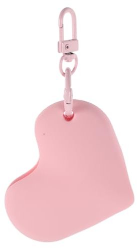 SOESFOUFU Soporte de silicona para pintalabios, llavero portátil de silicona para brillo de labios, soporte para pintalabios con forma de corazón para viajes y bolsos (rosa)