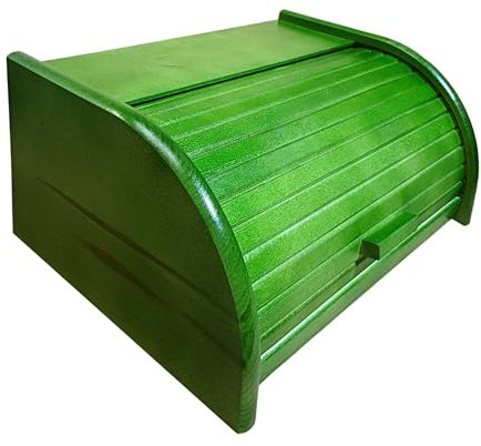 Panera de madera con tapa corredera de madera densa - Grande - VERDE