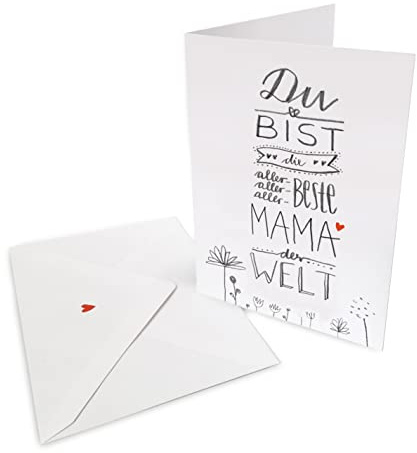 Muttertagskarte - Glückwunschkarte für die beste Mama der Welt - Grußkarte oder Dankeschön Karte zu Muttertag, Geburtstag, Klappkarte mit Leinenstruktur inkl. Umschlag