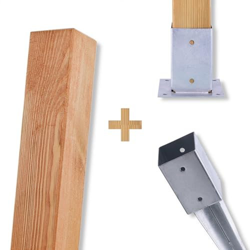 BooGardi Imprägnierte Holzpfosten - 18 Größen - 9x9x120 cm 1 Stück - Vierkantpfosten mit flachem Kopf - Kiefer - Kantholz Balken