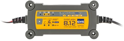 GYS, GYSFLASH 8.12, Chargeur de Batterie Intelligent Plomb (VRLA, AGM, Gel, Liquide, EFB), 8A, Véhicules 12V (Voiture, Utilitaire, Bateau), Maintien de Charge Sécurisé, Désulfatation, IP65