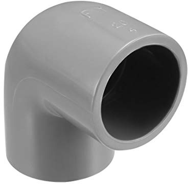 sourcing map PVC-Rohrverschraubung, 20 mm, 90 Grad, Grau, 5 Stück
