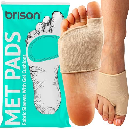 Metatarsal Pads for Women and Men Ball of Foot Cushion - Gel Sleeves Cushions Pad - Fabric Soft Socks for Supports Feet Pain Relief (Beige) Medium