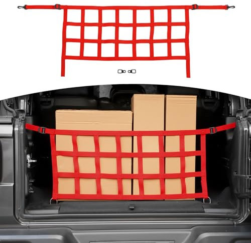 RT-TCZ Rear Cargo Net Restraint Protective Full Size Trunk Net for Jeep Wrangler Accessories 2018 2019 2020 JL JLU Sport Rubicon Sahara