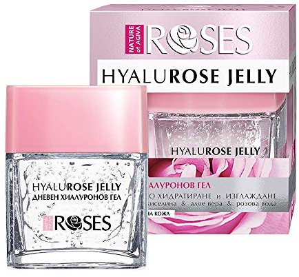 HYALUROSE 99% natural ingredients - without added silicones,colorants,parabens - Face care with Hyaluronic acid, Bulgarian Rose and Aloe (HYALUROSE Jelly face gel cream)