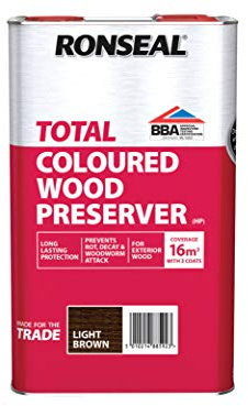 Ronseal RSLTTWPLB5L Trade Total Wood Preserver Light Brown 5 Litre