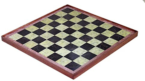 StonKraft Stein-Schachbrett mit Holzsockel, 30,5 x 30,5 cm