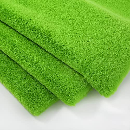 LPLND Qualität Kurzer Plüschstoff Kunstpelzstoff Haarlänge 1cm Flauschiger Stoff Windschutz Fell Stoffe 170 * 50cm Für Nähhandwerk,Kleidungsdekoration(Color:Grün)